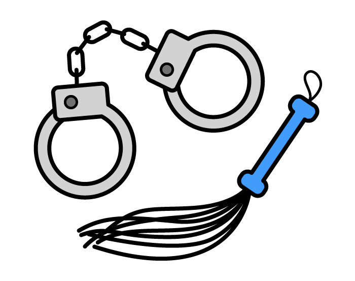 An illustration of handcuffs and a whip