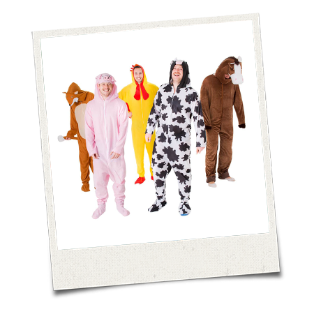 A stag group in animal onesies