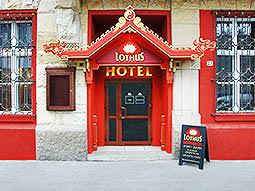 The front door of the Lothus Hotel
