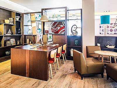 Desks with computers and seating