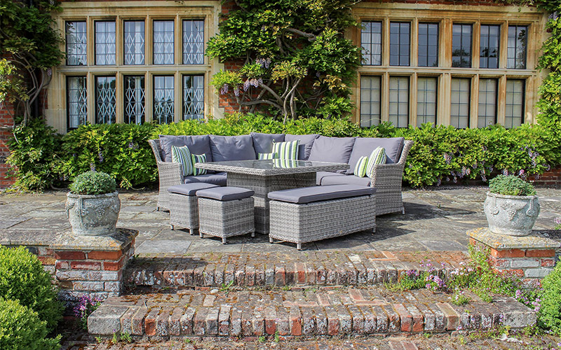 Spacious patio with patio furniture 
