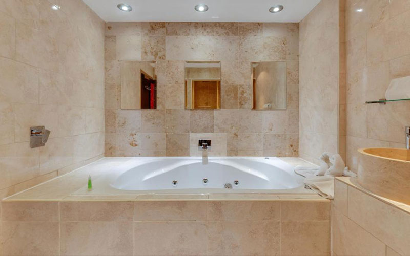 A bathroom in one of the apartments 