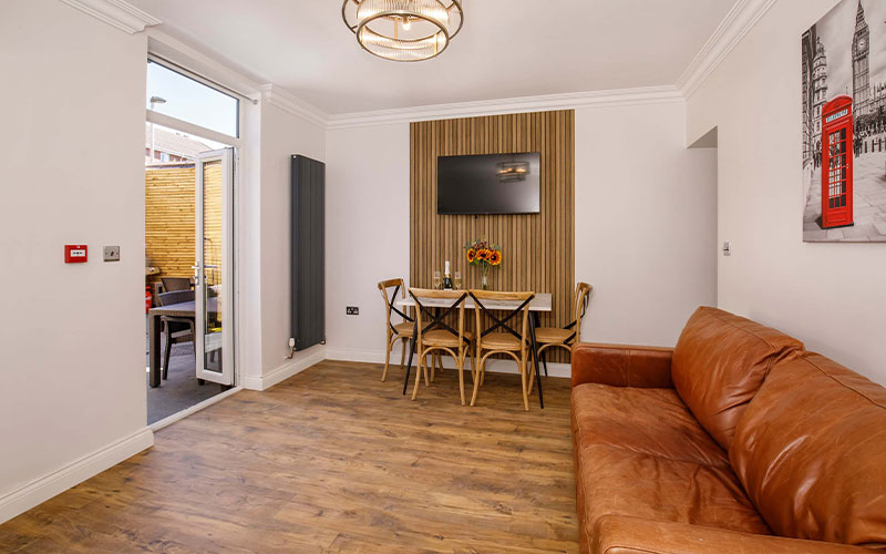 The living/dining area 