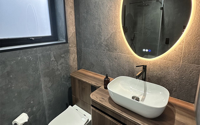 There are 5 bathrooms in total 