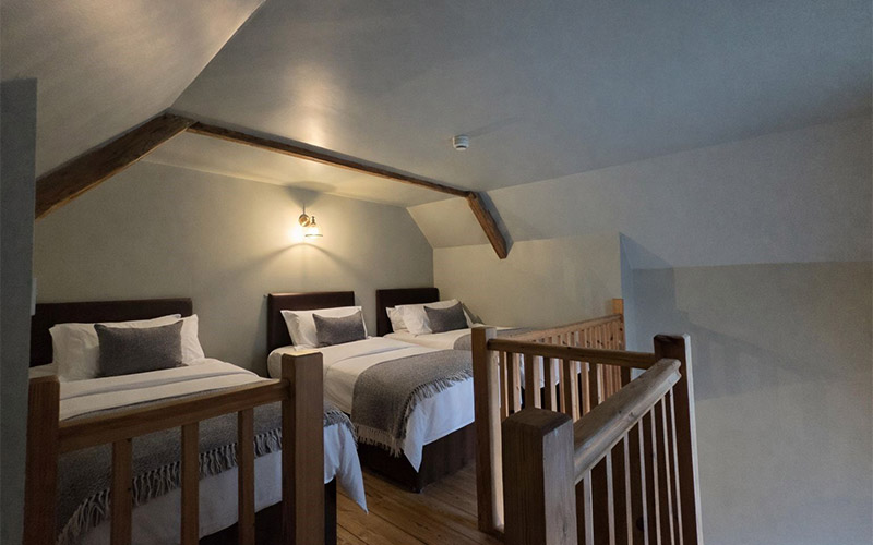 Three single beds on the mezzanine level 