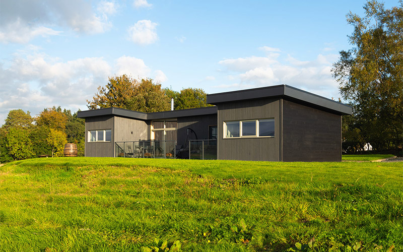 The exterior of one of the lodges 