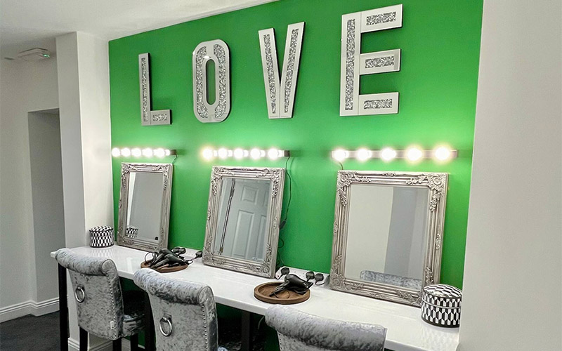Get ready in the super cute vanity area 