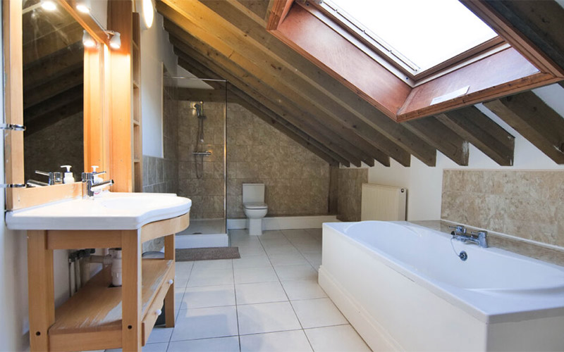 There are two modern bathrooms 