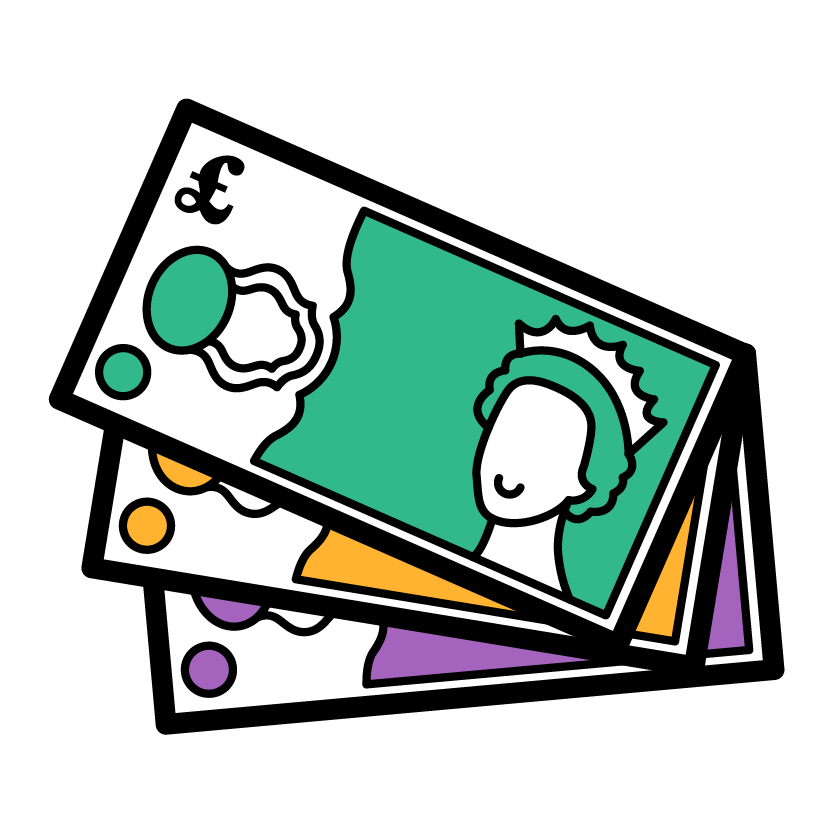 An illustrated icon of cash