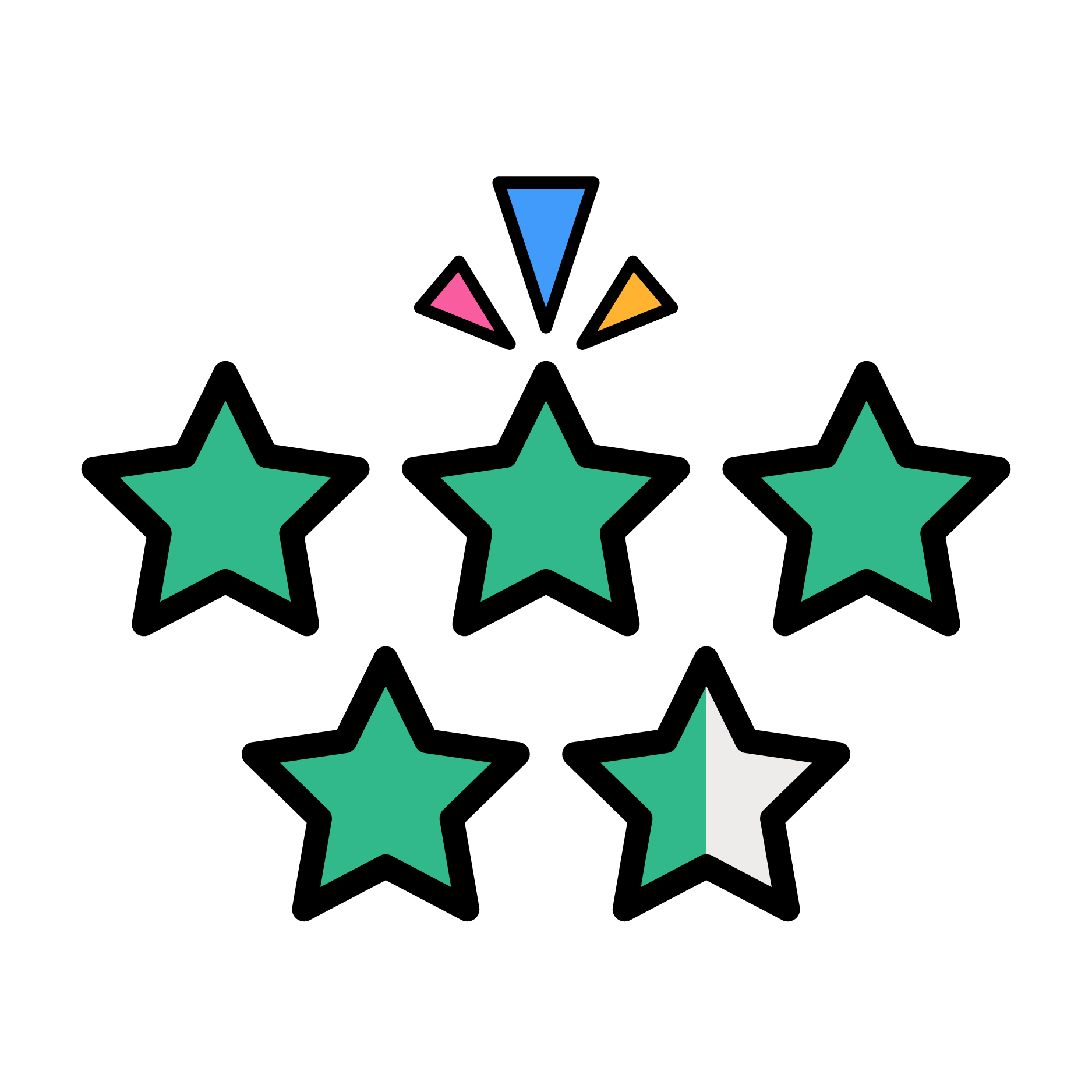 An icon showing four and a half stars