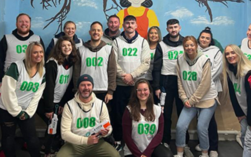 A photo of team LNOF at the squid game activity in Newcastle