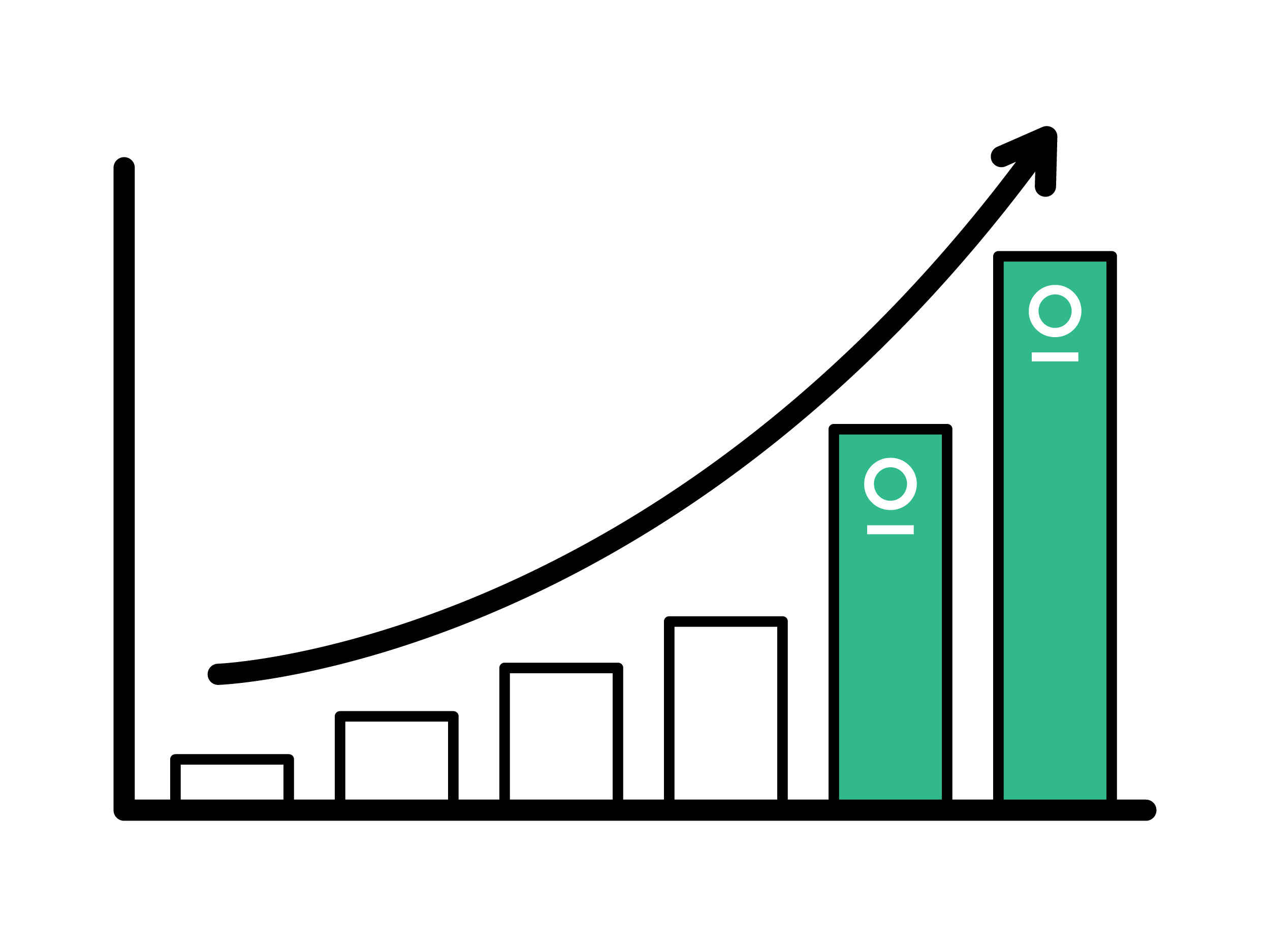 An Illustration of a graph with an arrow showing an upwards curve