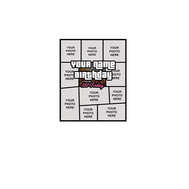 GTA Birthday Photo Collage - 100th T-Shirts - Custom - front view