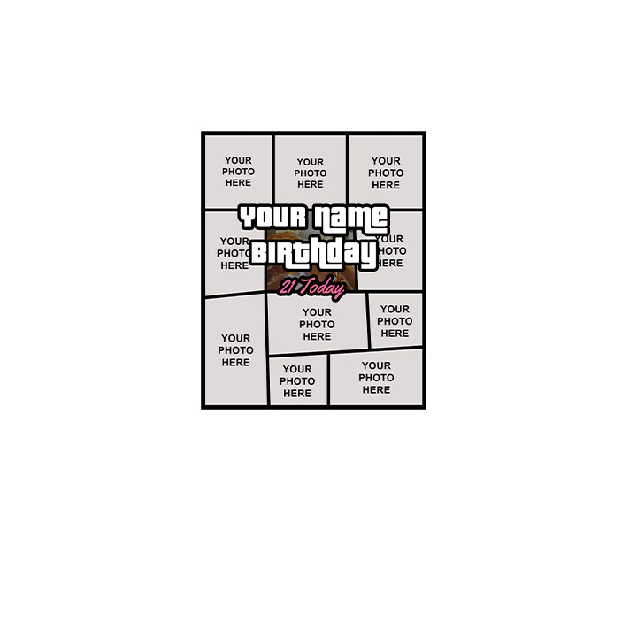 GTA Birthday Photo Collage - 21st T-Shirts - Custom - front view