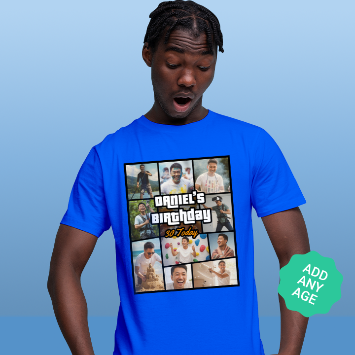 GTA Birthday Photo Collage - Any Age T-Shirt
