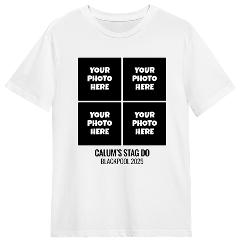 Four Panel Photo Print Stag Do T-Shirts - front view