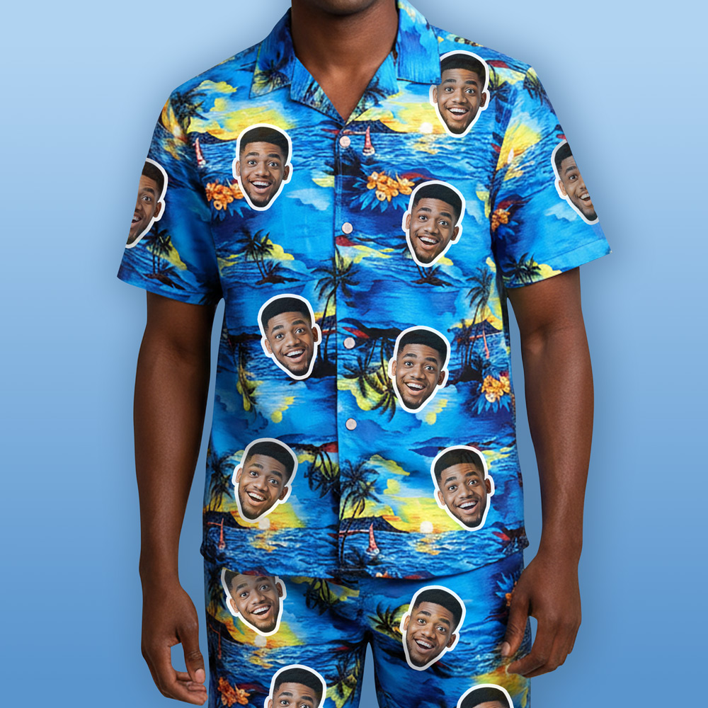 Photo Print Hawaiian Short Set