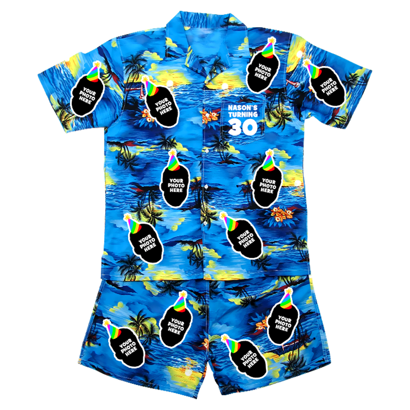 Birthday Photo Print Hawaiian Shirt - front view