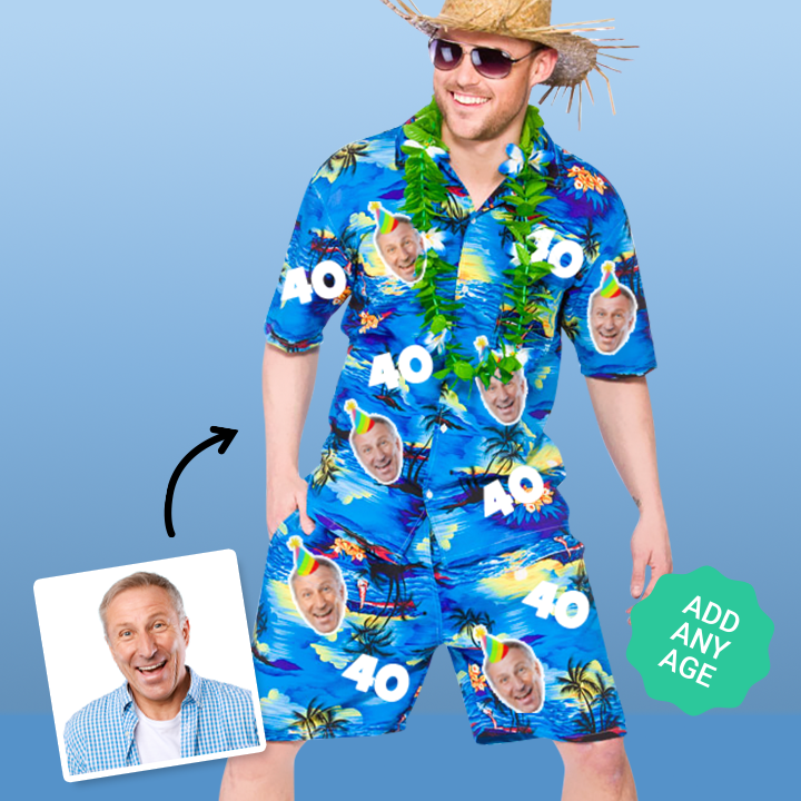 Birthday Photo - Hawaiian Shirt & Shorts - Any Age Hawaiian Short Set