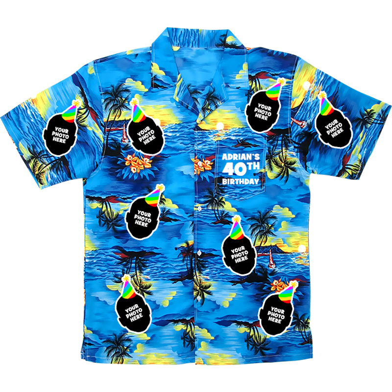 Birthday Photo Print Hawaiian Shirt - front view