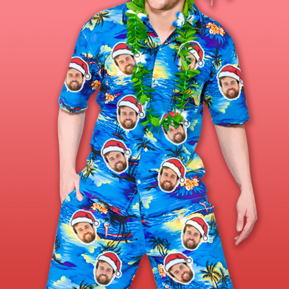 Christmas Photo Print Hawaiian Short Set