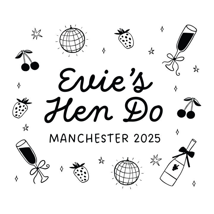 PJs and Prosecco Wine Label - zoom view'