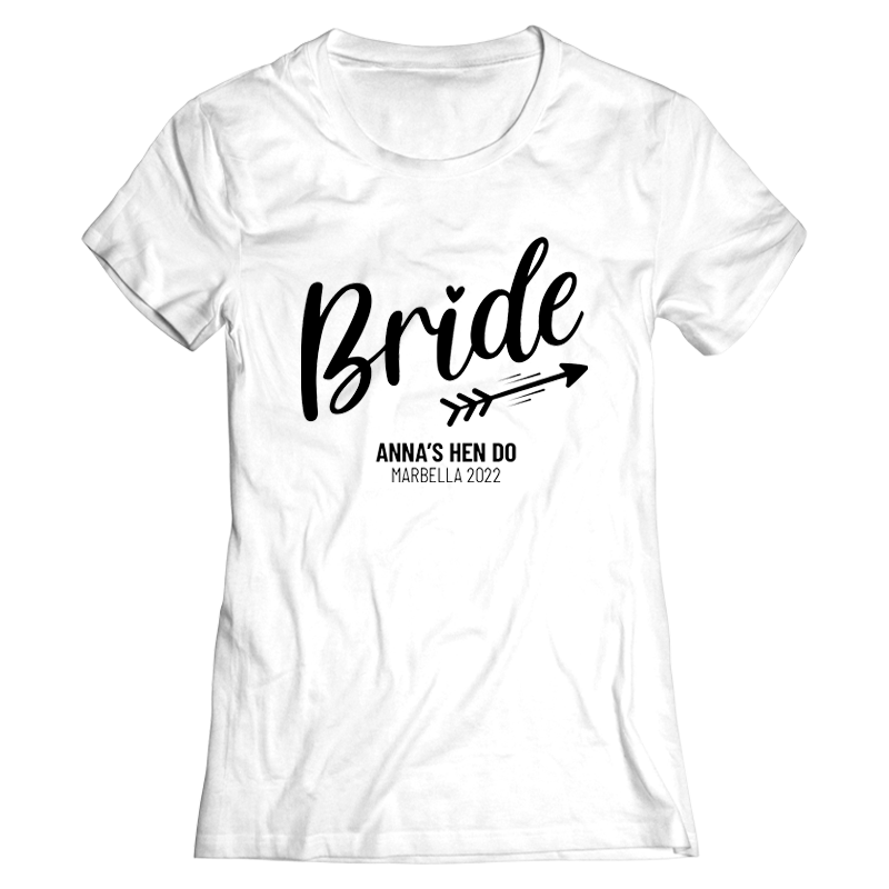 Bride Arrow Hen Do T-Shirt - front view