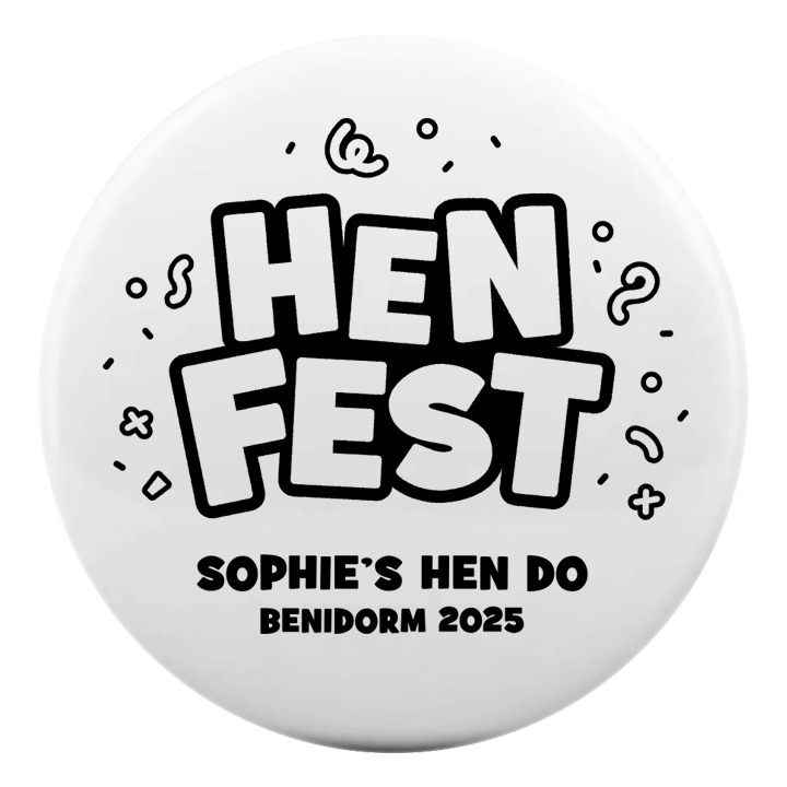 Hen Fest Badge - front view