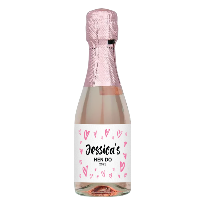 Hen Party Hearts Wine Label - front view