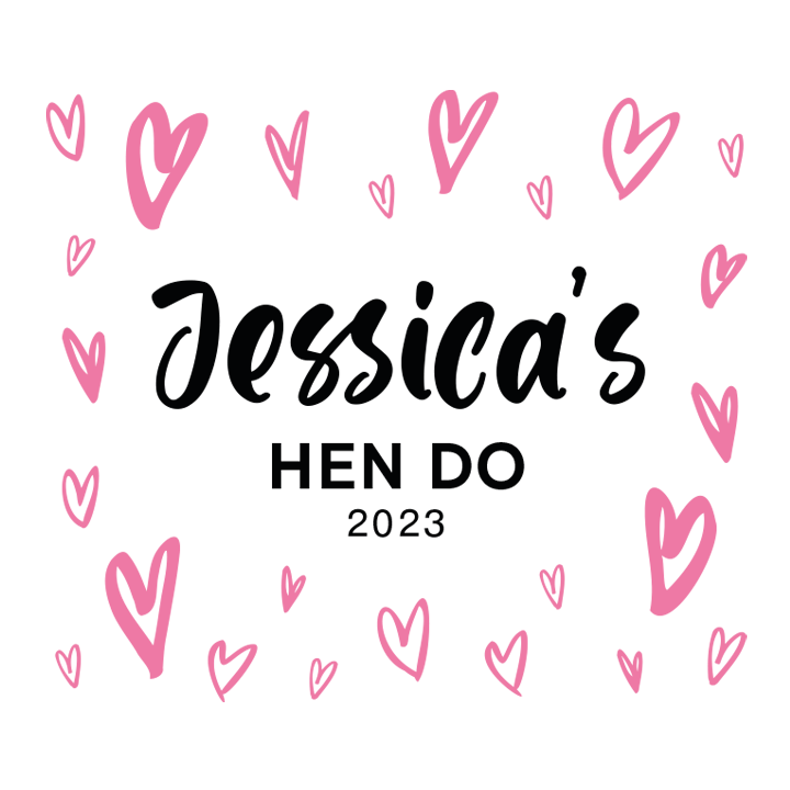 Hen Party Hearts Wine Label - zoom view'