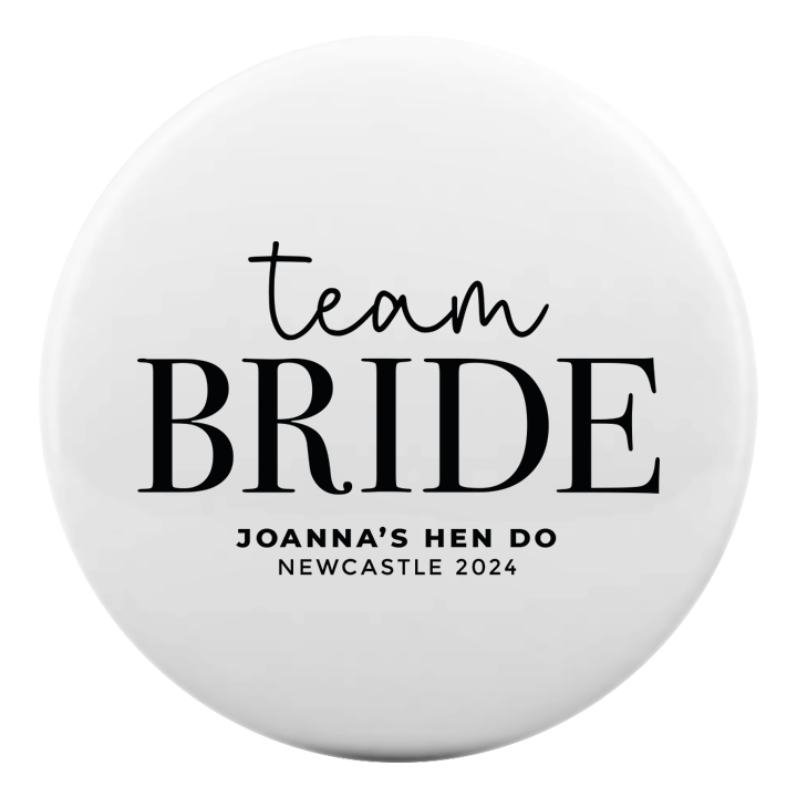 Team Bride Lettering Badge - front view