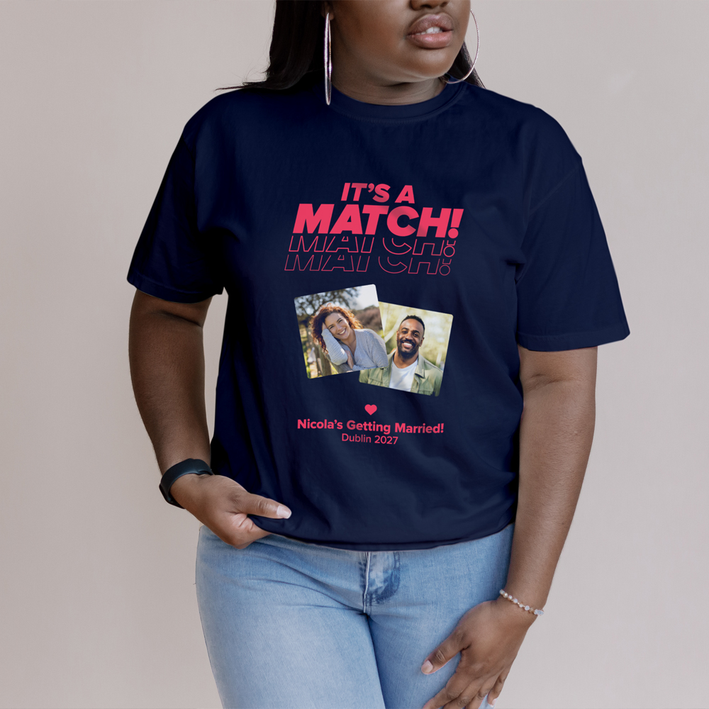 Hen Do Photo T-shirt – Photo, Text, Location on Navy T-shirt