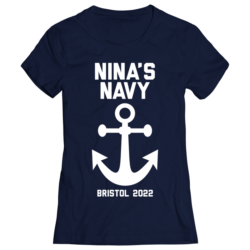 Navy Hen Do T-Shirt - front view
