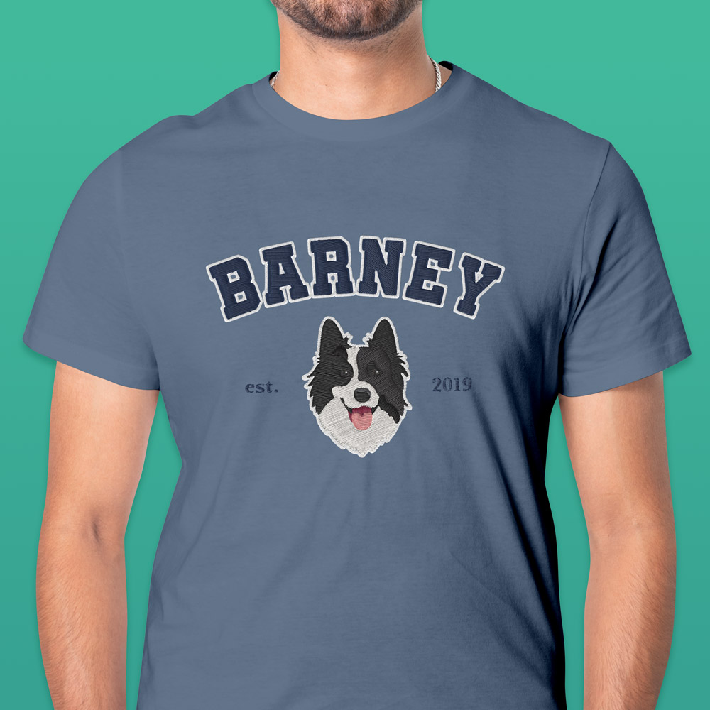 Pet Varsity Style Embroidery T-Shirt