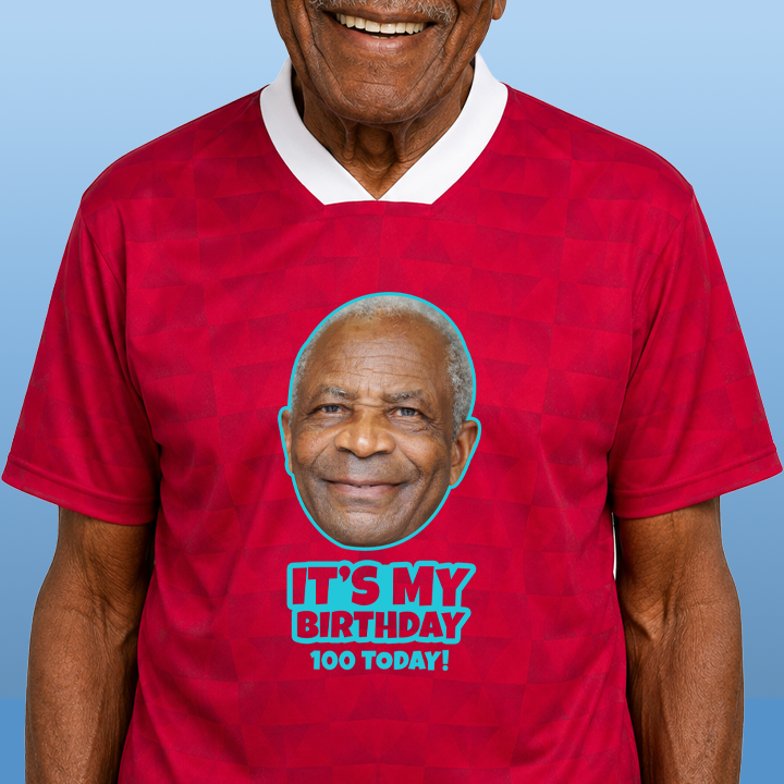 Birthday Football Photo Print - 100th T-Shirt