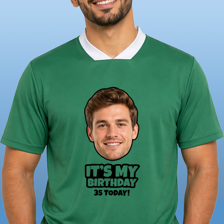 Birthday Football Photo Print - Any Age T-Shirt