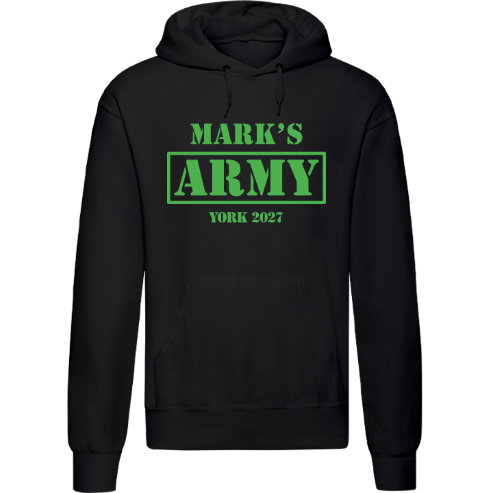 Stag Do Illustration from Photo Hoodie – Illustration, Text, Location on Blue Hoodie