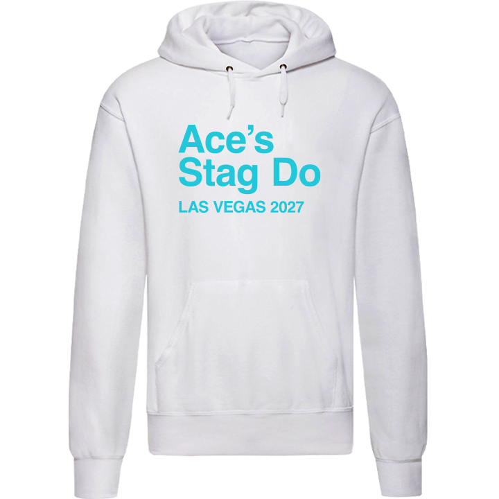 Stag Do Illustration from Photo Hoodie – Illustration, Text, Location on Red Hoodie