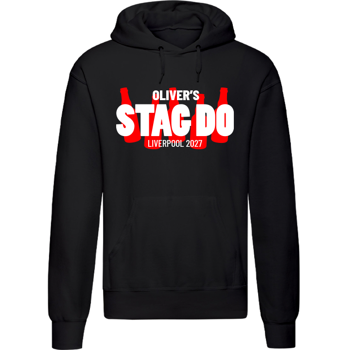 Stag Do Illustration from Photo Hoodie – Illustration, Text, Location on Blue Hoodie