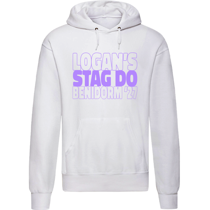 Stag Do Illustration from Photo Hoodie – Illustration, Text, Location on Red Hoodie