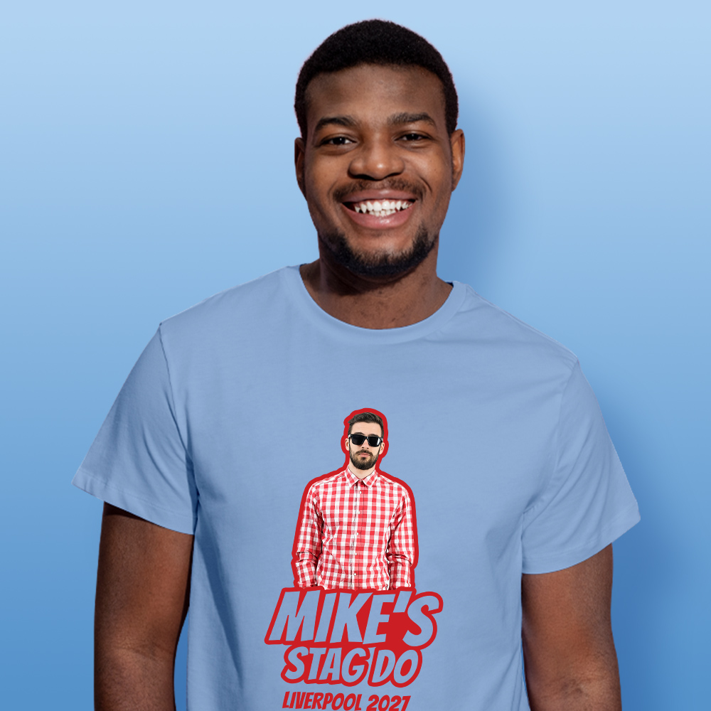 Stag Do Photo T-shirt – Photo, Text, Location on HotPink T-shirt