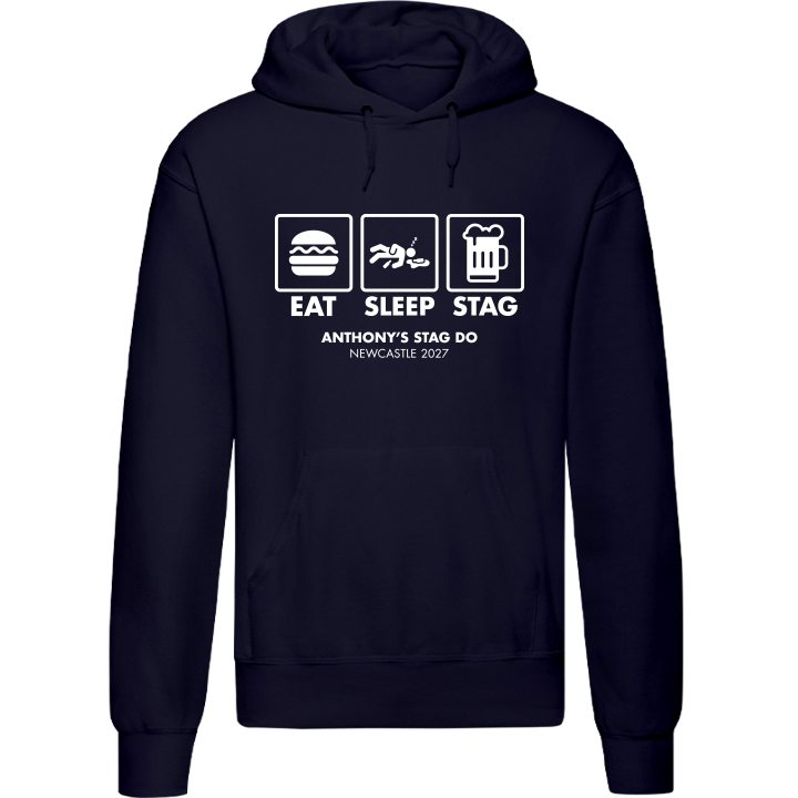 Stag Do Illustration from Photo Hoodie – Illustration, Text, Location on Pink Hoodie