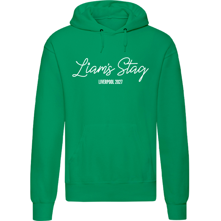 Stag Do Illustration from Photo Hoodie – Illustration, Text, Location on Pink Hoodie