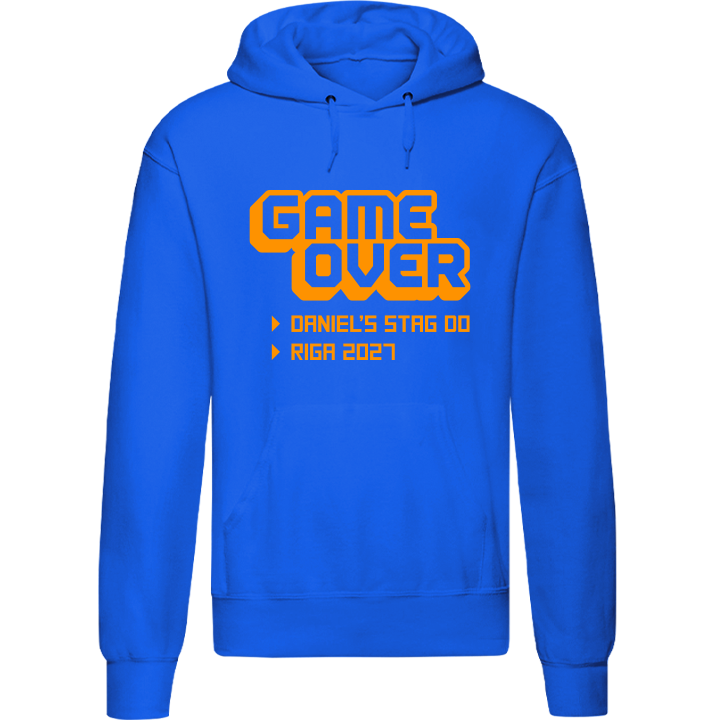 Stag Do Illustration from Photo Hoodie – Illustration, Text, Location on Pink Hoodie