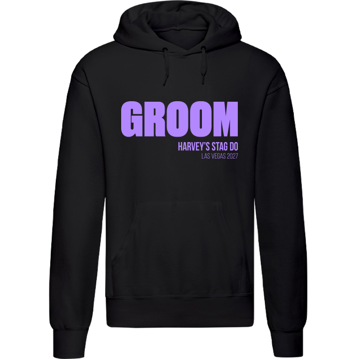 Stag Do Illustration from Photo Hoodie – Illustration, Text, Location on Red Hoodie