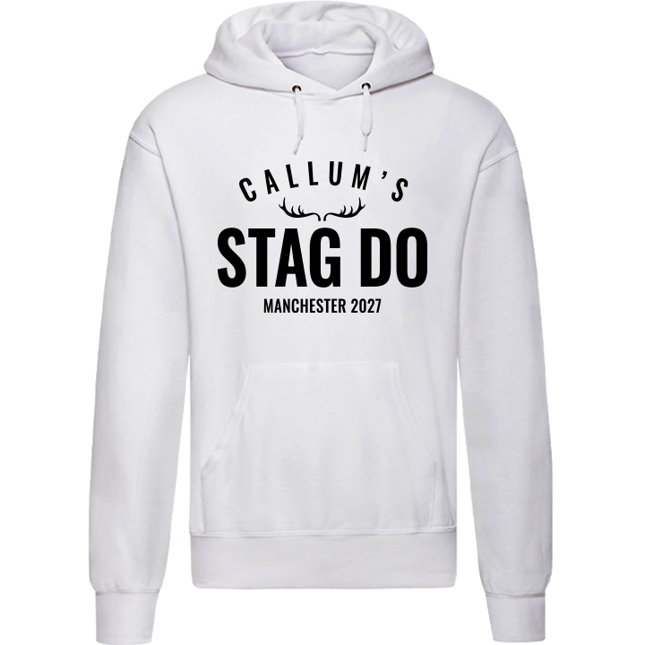 Stag Do Illustration from Photo Hoodie – Illustration, Text, Location on Pink Hoodie