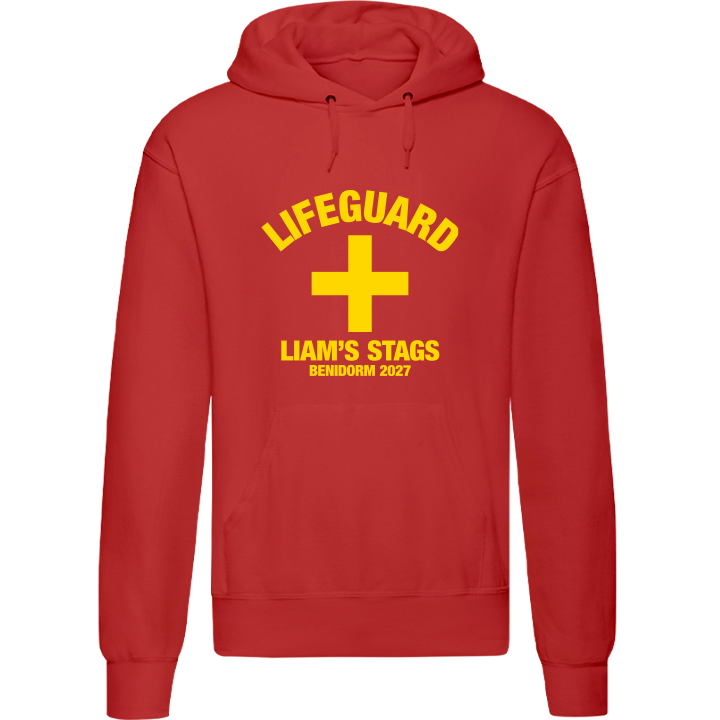 Stag Do Illustration from Photo Hoodie – Illustration, Text, Location on Blue Hoodie