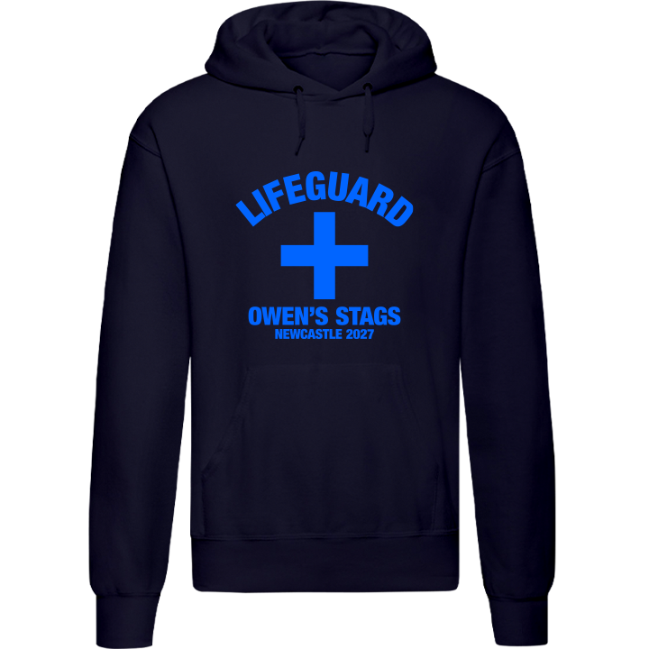 Stag Do Illustration from Photo Hoodie – Illustration, Text, Location on Red Hoodie