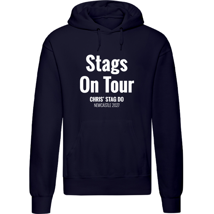 Stag Do Illustration from Photo Hoodie – Illustration, Text, Location on Pink Hoodie