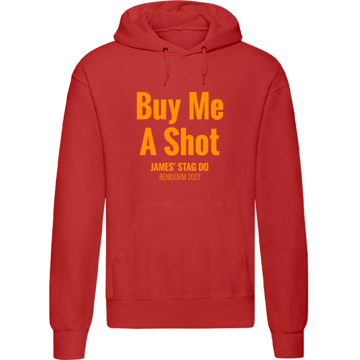 Stag Do Illustration from Photo Hoodie – Illustration, Text, Location on Blue Hoodie